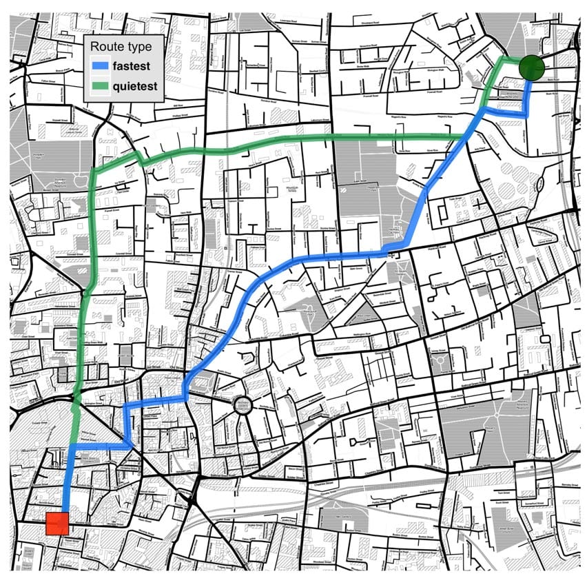 map of fastest and quietest bike maps