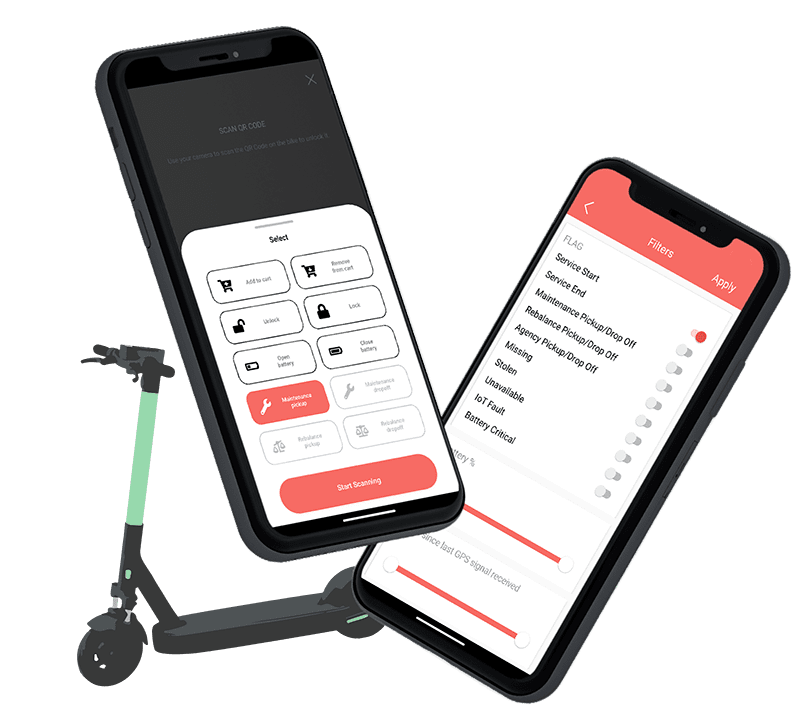 Joyride operator app on two phones