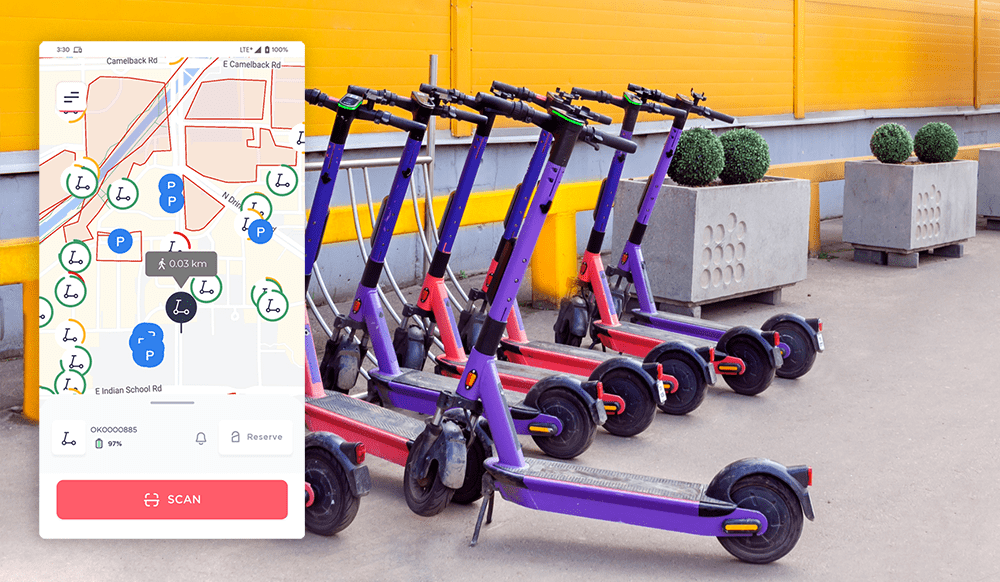 corporate company shared scooter fleet with white-label Joyride rider application