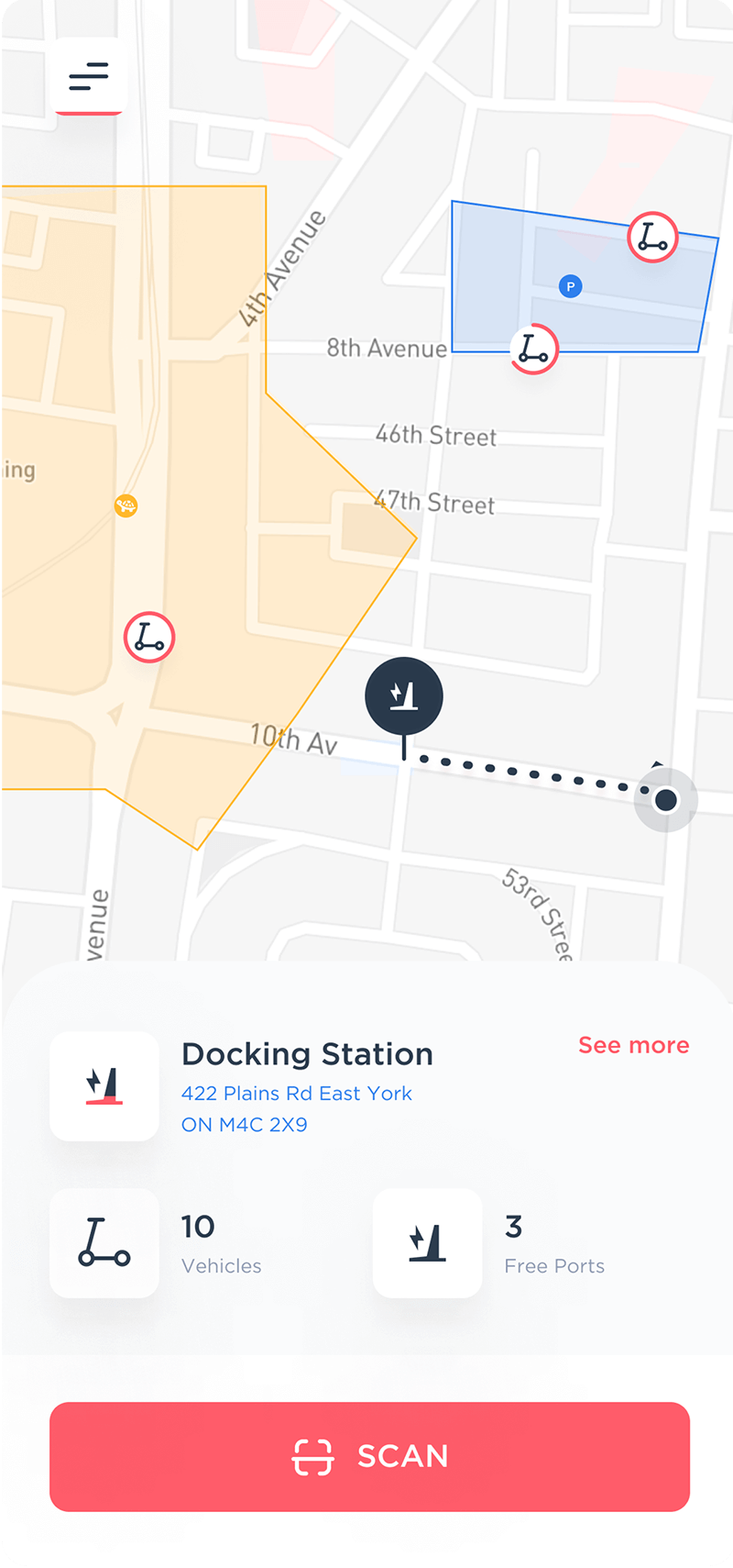 fleet management features scooter docking station map