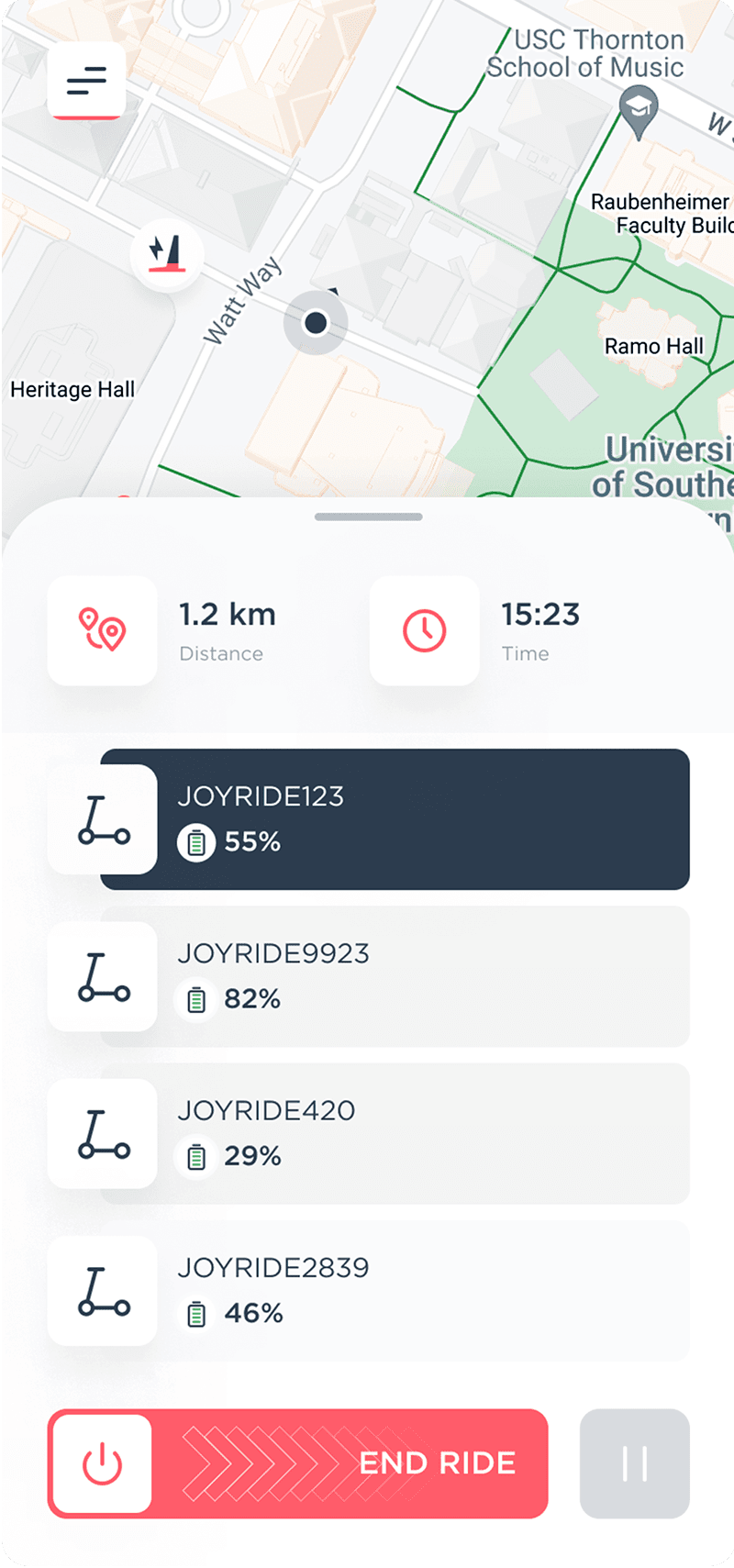 fleet management features Joyride app group ride