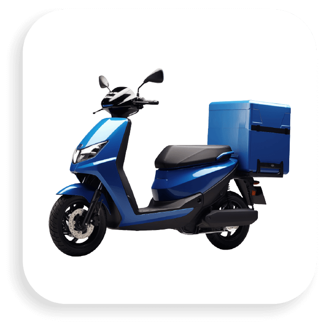 blue moped scooter for delivery