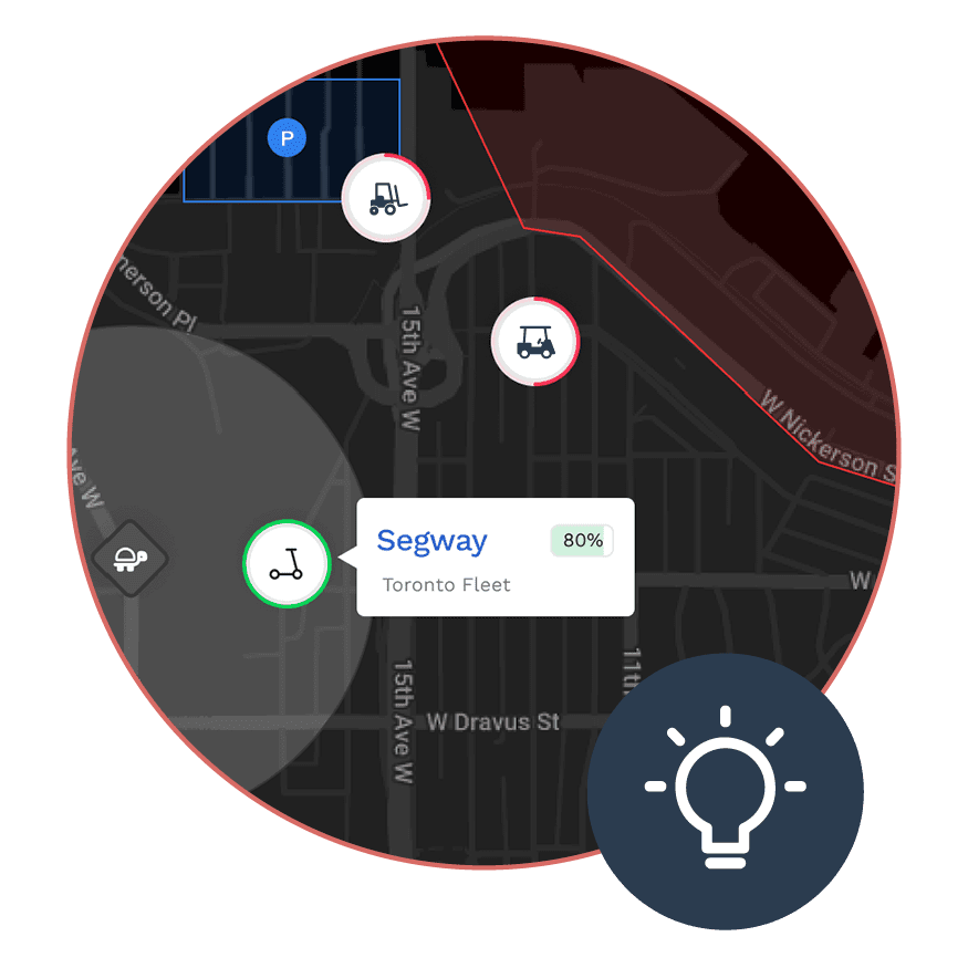 maps displaying vehicle battery levels on fleet management dashboard