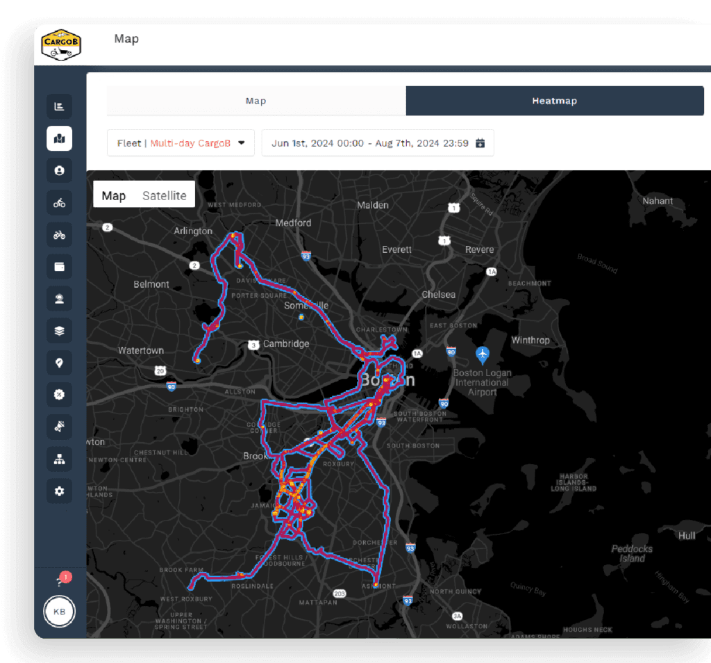 joyride dashboard with cargob data