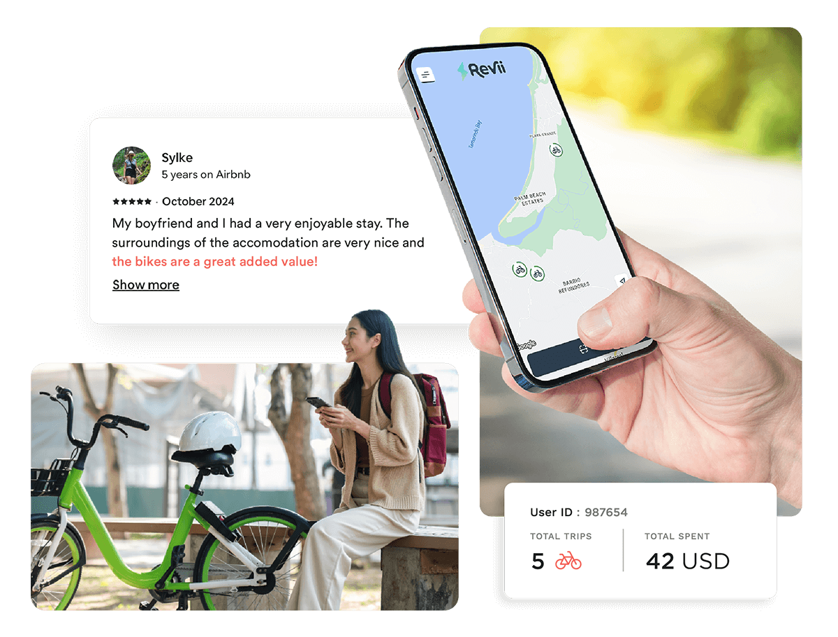 bike rentals at airbnb mobile bike rental app and customer review which mentions bikes