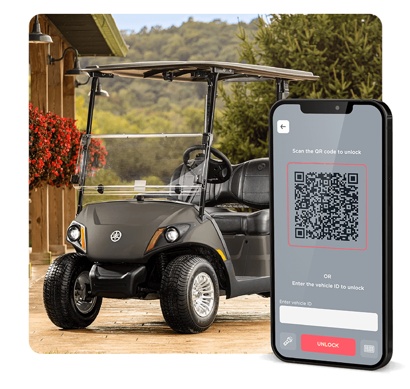 Joyride connected vehicle app and Yamaha golf car