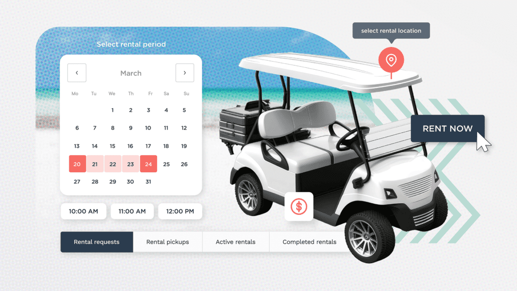 golf cart rental business software and vehicle