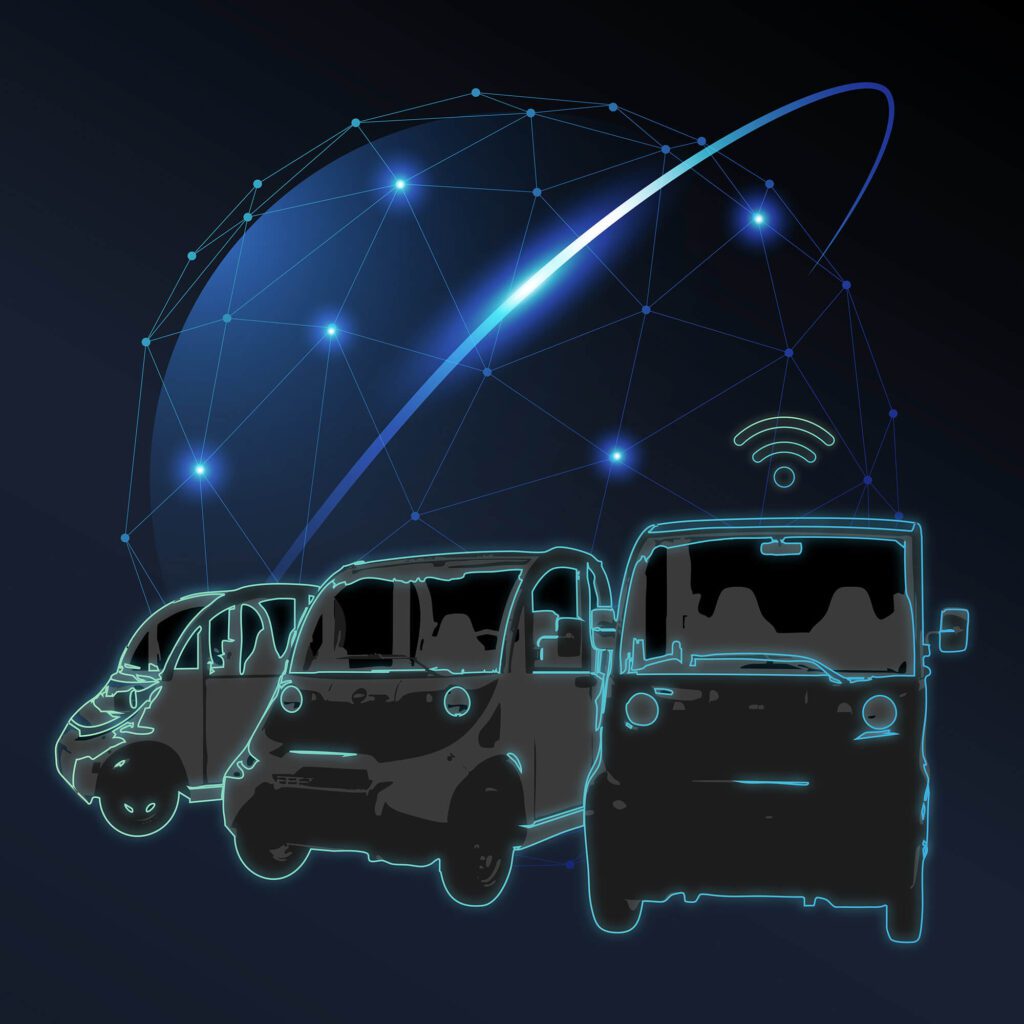 three lsvs in front of a global network