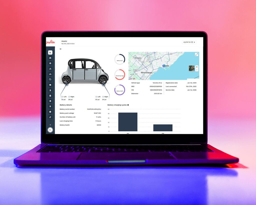 laptop displaying Joyride OEM dashboard