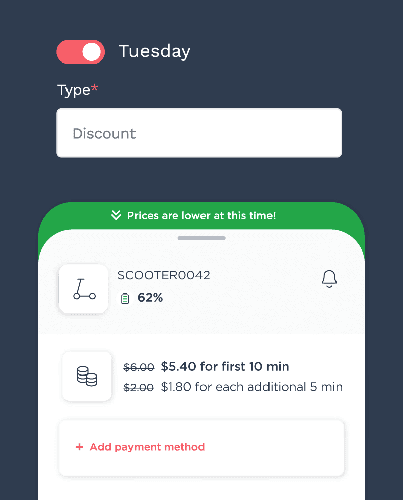 dynamic pricing payment feature on the joyride rider app